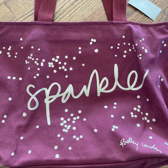 NWT Radley London Sparkle Burgundy & Gold Tote Bag - Picture 2 of 9